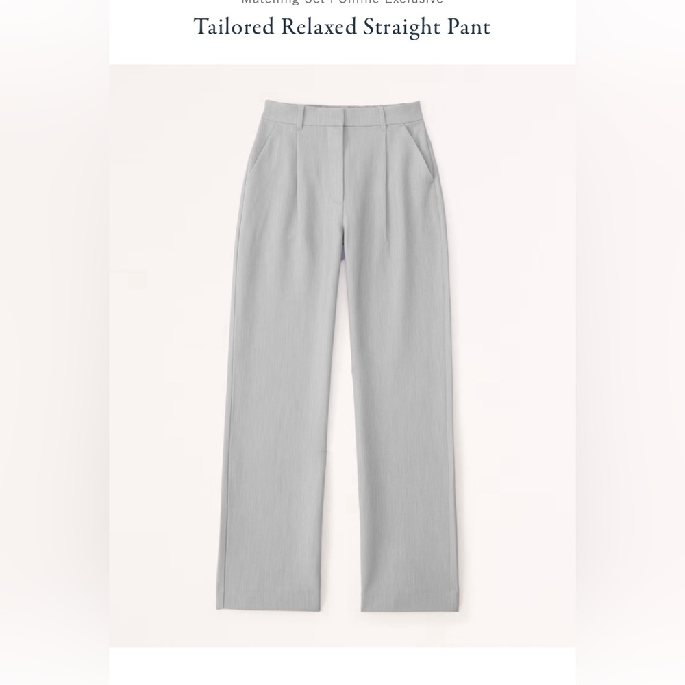 Abercrombie & Fitch Light Gray Tailored Relaxed Straight Pants